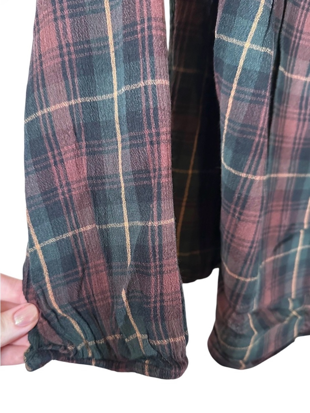 Old Navy Y2K cotton plaid brown babydoll long sleeve shirt top blouse women’s XL - Picture 3 of 6